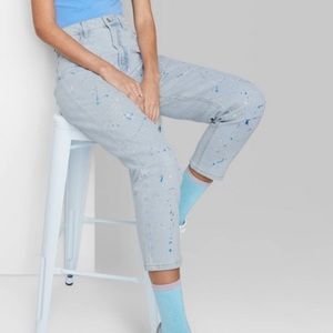 Women's Super-High Rise Paint Splatter Mom Jeans - Wild Fable™ Light Wash